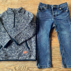 7 For All Mankind Kids 24M Bundle Jeans + Quarter Zip Pullover
